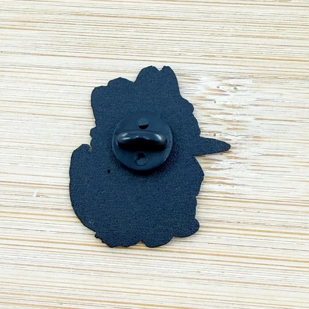 Cute White Cat Holding Knife Funny Enamel Pin
